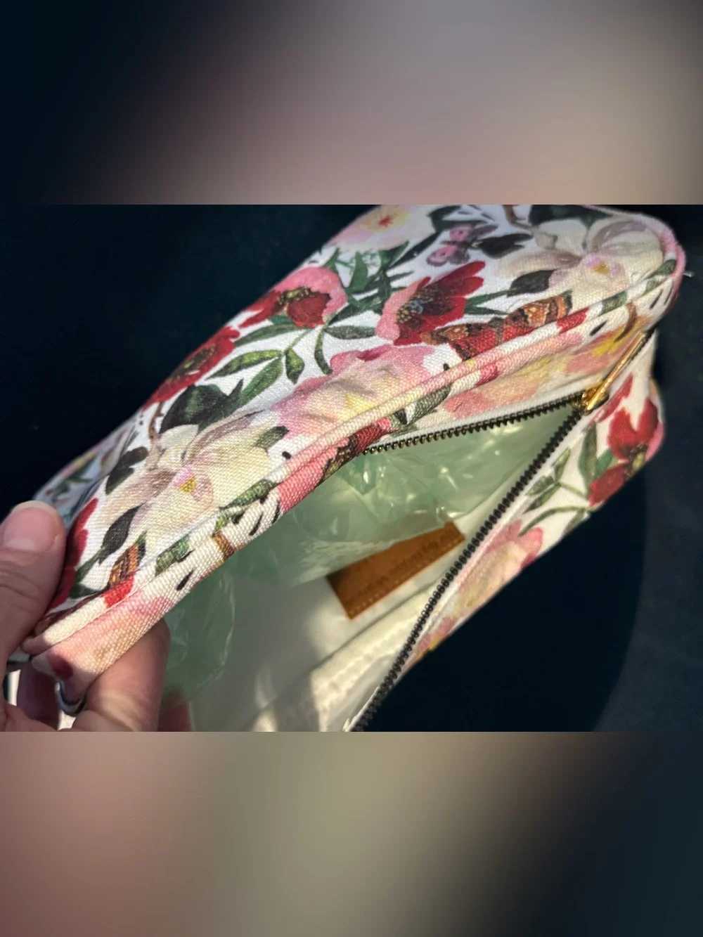 NWT BV by Bruno Visconti Dopp Kit Peonies Travel Cosmetic Bag Red Floral